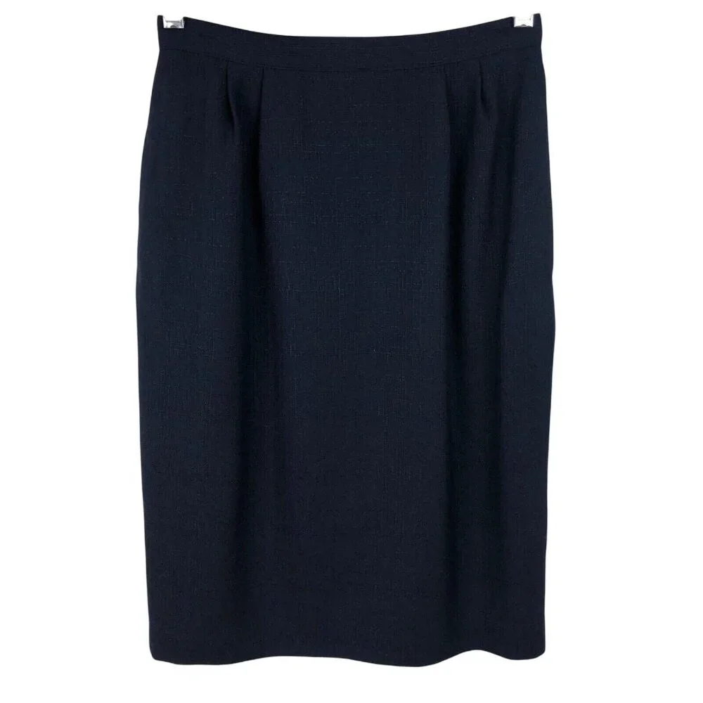 Kasper Skirt Suit 2 Piece Set Womens Size Petite 6P Green/Navy Blue - Picture 14 of 16